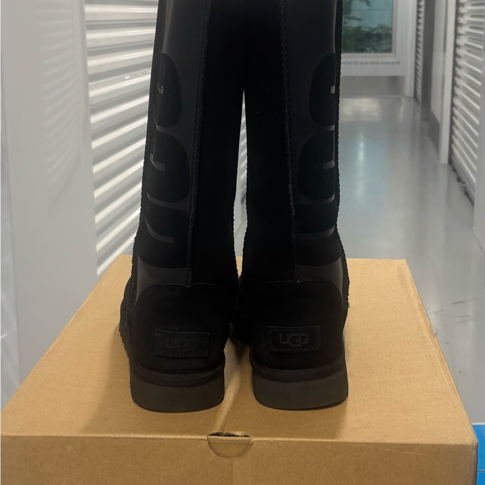 UGG Classic Tall Logo Black Rubber Boot - Picture 14 of 16